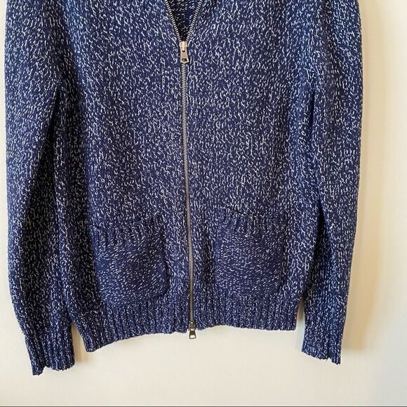 Root-navy & White Full Zip Double Pocket Knitted Sweater (Small) - Picture 5 of 11